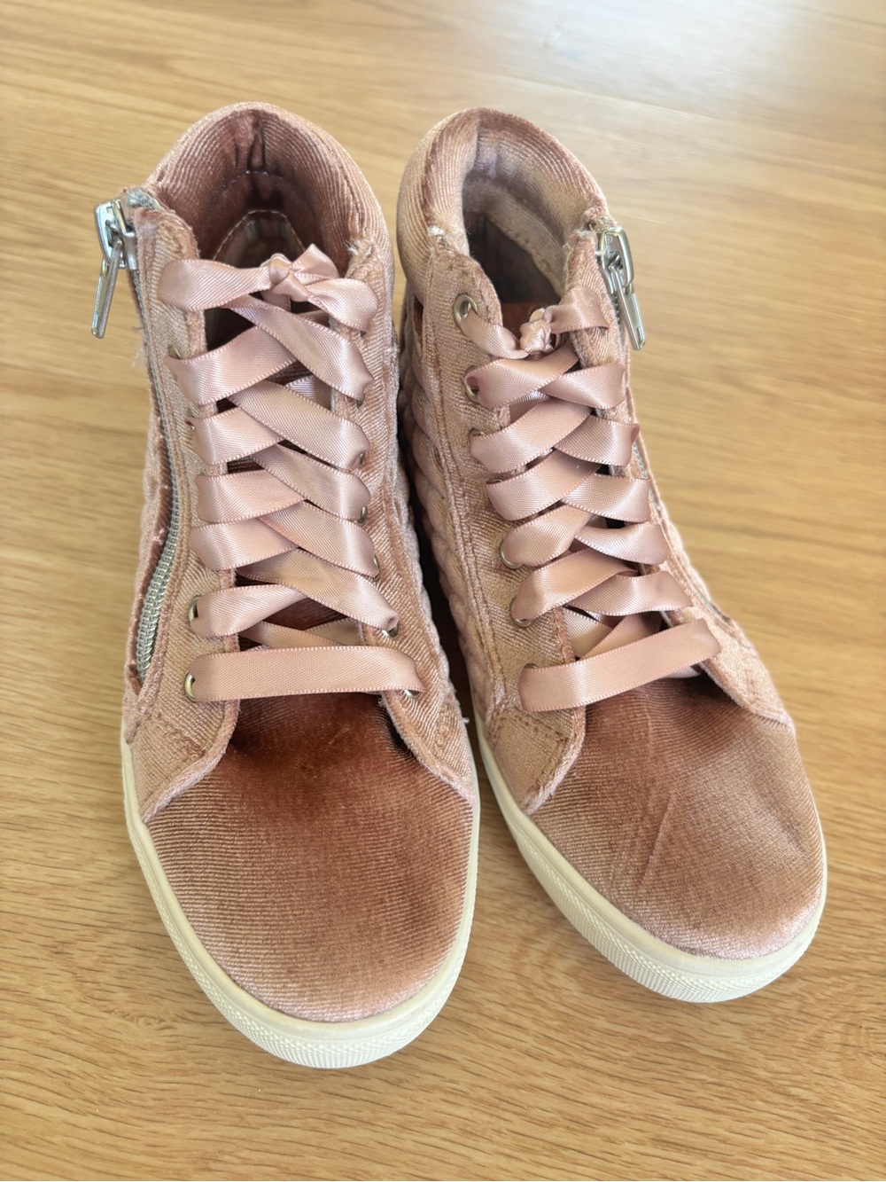 Madden Girl Rose Velvet High-Top Sneakers with Satin Laces